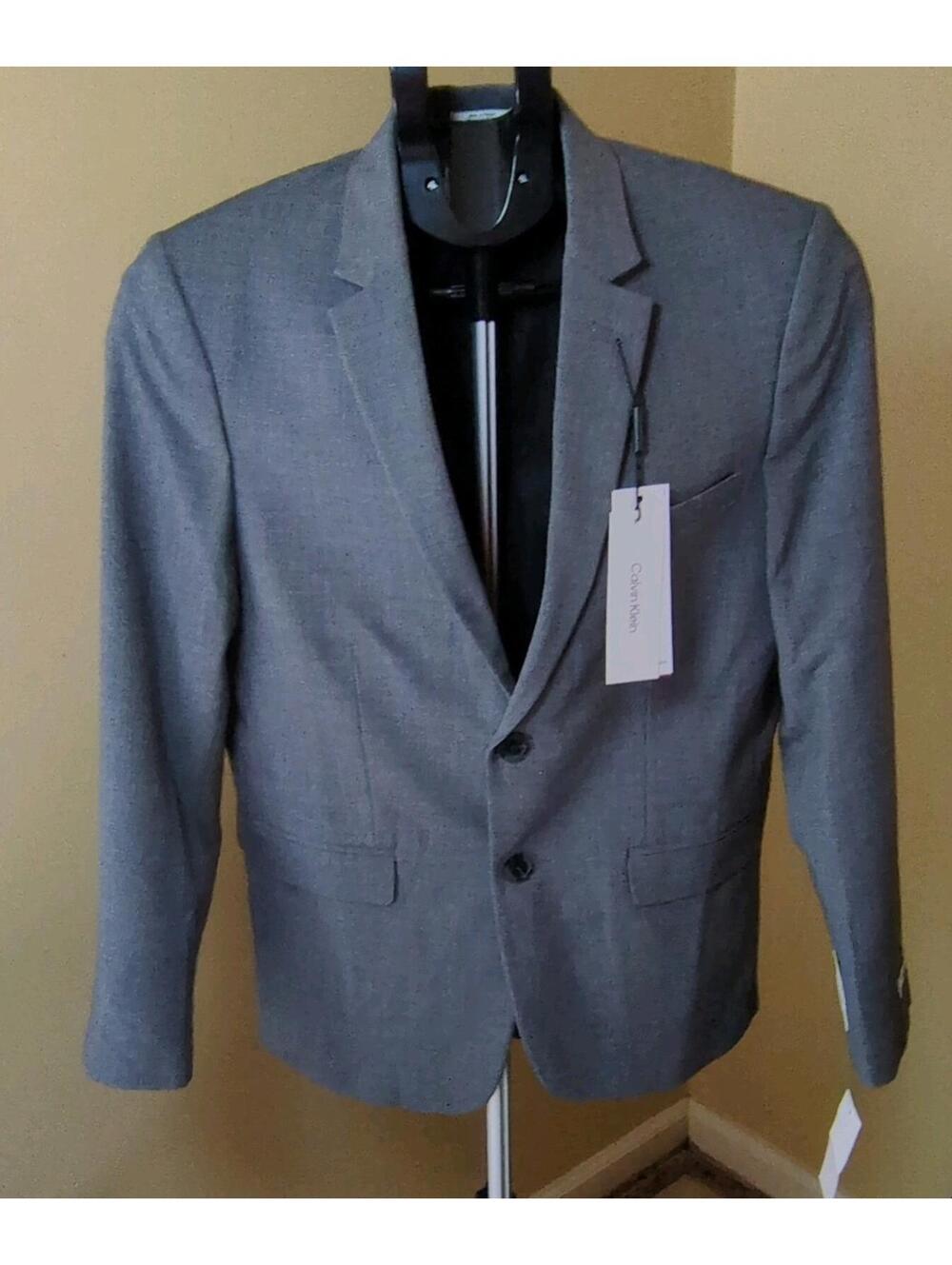 Calvin Klein Boys Gray Slim Fit Stretch Suit Jacket Size 16